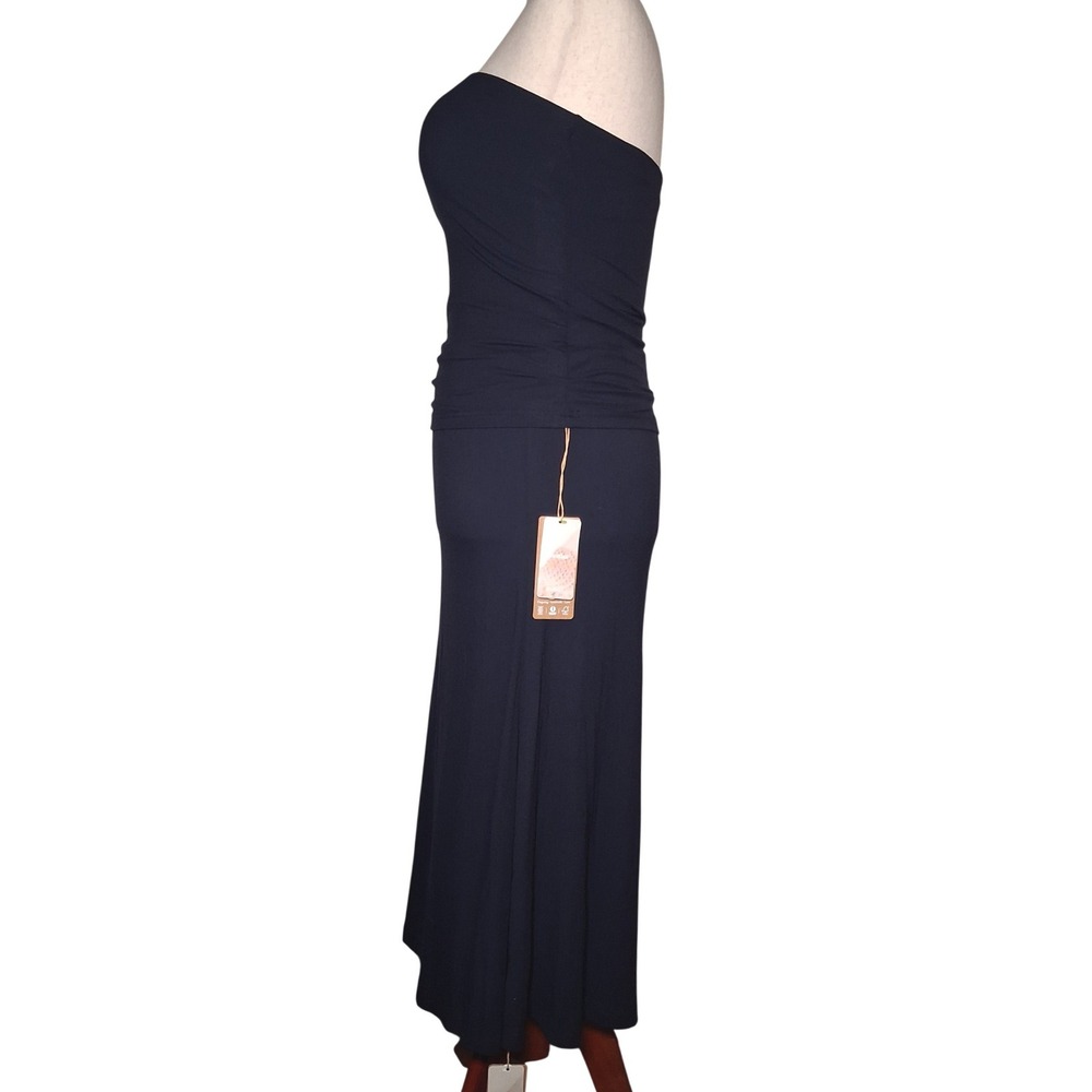 NWT OGL Eco-SkinKiss Matte Rib Tube Top & Mermaid Midi Skirt Set Midnight Navy L - Picture 4 of 16